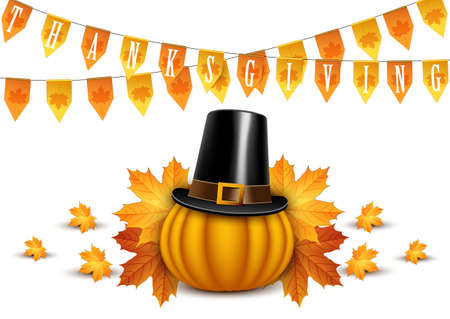 Thanksgiving Day card with bunting flags. Vector illustration.のイラスト素材