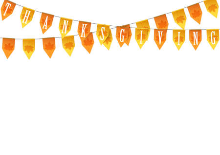 Thanksgiving buntings garlands isolated on white background. Vector illustration.のイラスト素材