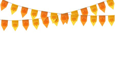 Autumn buntings garlands isolated on white background. Vector illustration.のイラスト素材