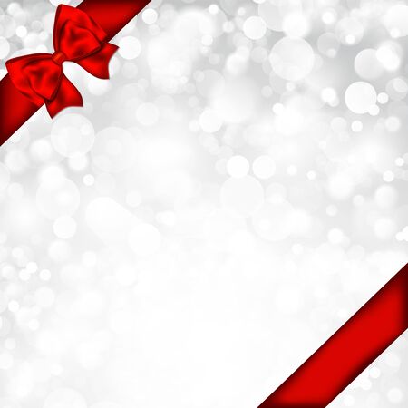 Shiny silver background with red bow. Vector illustration.のイラスト素材