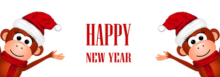 New Year card with monkeysのイラスト素材