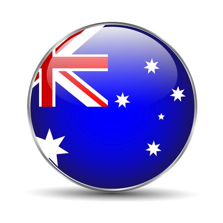 Australia Flag Button Icon on white background. Vector illustration.のイラスト素材