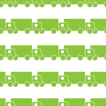Green trucks om white background seamless pattern. Vector illustration.のイラスト素材