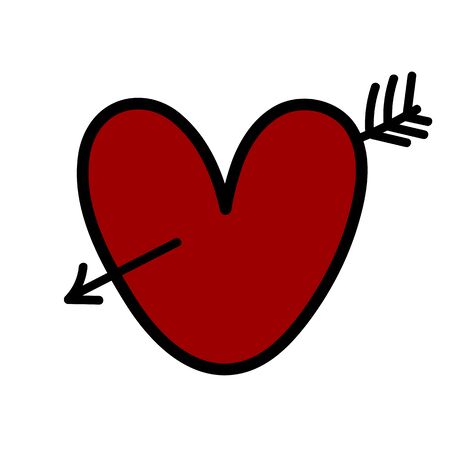Red heart with arrow on white background.のイラスト素材
