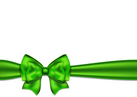 Green silky bow on a white background. Vector illustration.のイラスト素材