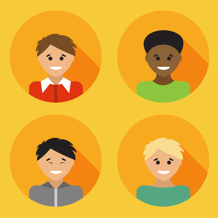 Flat design avatar set of multiracial people. Vector illustration.のイラスト素材