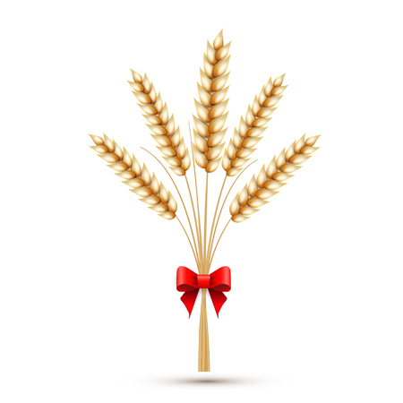 Ears of wheat with red bowのイラスト素材