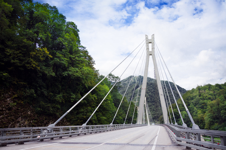 Cable-stayed bridge in Russia, Sochi. Photo landscapeの写真素材