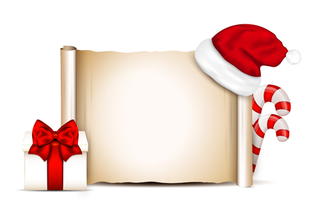 Blank paper with Santa Hat on a winter christmas background.のイラスト素材