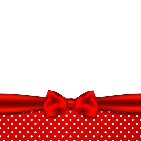 Holiday background with red ribbon and bowのイラスト素材