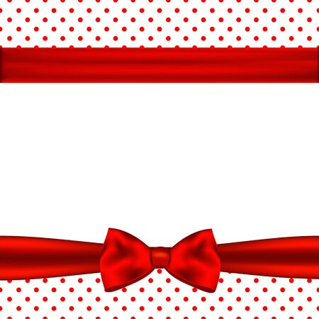 Holiday background with red ribbon and bowのイラスト素材