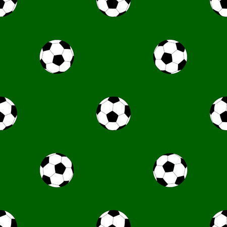 Seamless pattern with soccer balls on green backgroundのイラスト素材