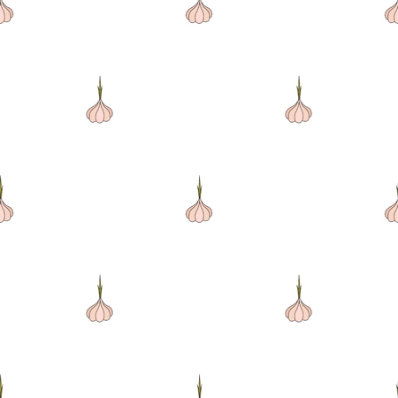 Garlic hand drawn on white background. Hand drawn seamless ornatのイラスト素材