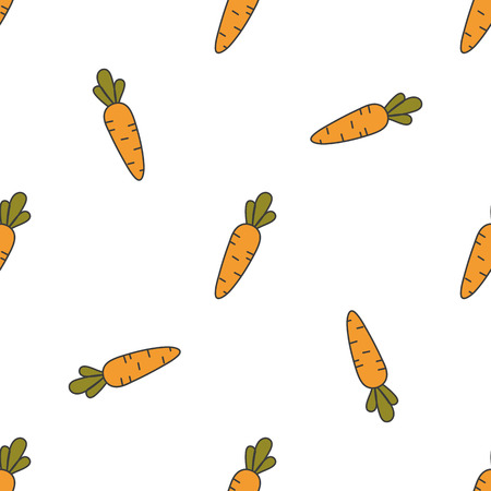 Carrot hand drawn on white background. Hand drawn seamless ornat