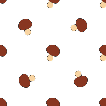 Mushroom hand drawn on white background. Hand drawn seamless ornのイラスト素材