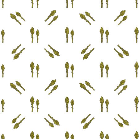 Asparagus hand drawn on white background. Hand drawn seamless orの写真素材