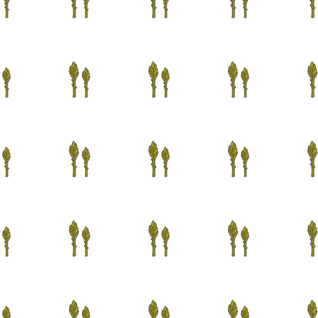 Asparagus hand drawn on white background. Hand drawn seamless orの写真素材