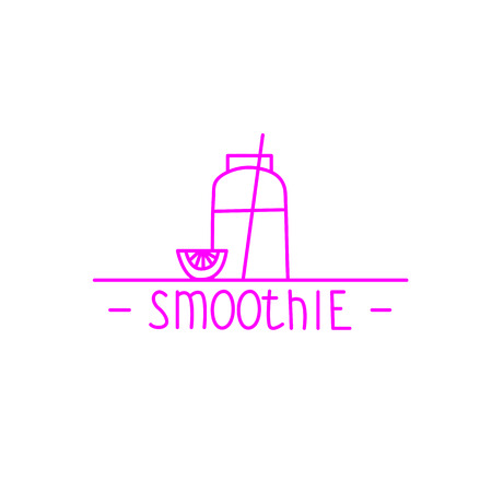 Pink smoothie - hand drawn brush text badge, sticker, banner, poのイラスト素材