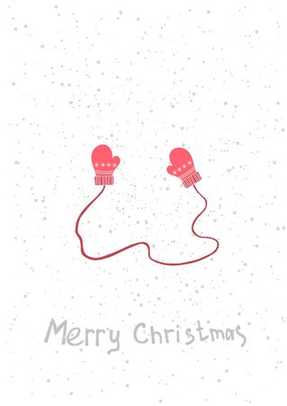 Christmas lettering with winter mittens. Hand drawn elements for your designs poster, card, wrappingの写真素材