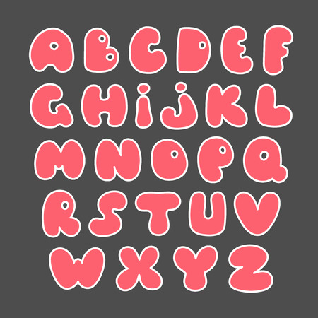 Pink alphabet Valentine s set. Hand drawn elements for your designs poster, cardのイラスト素材