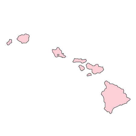 Hawaii map isolated on white background silhouette. Hawaii USA state.のイラスト素材