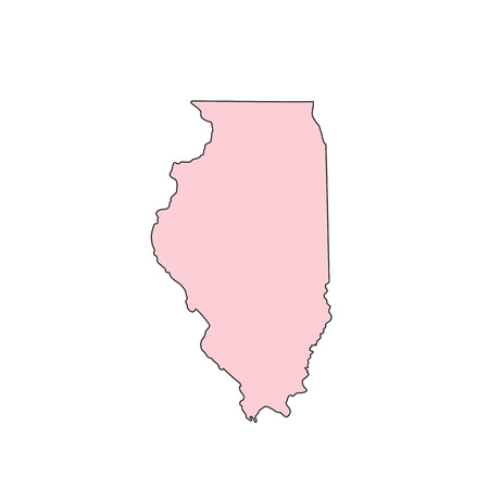 Illinois map isolated on white background silhouette. Illinois USA state.のイラスト素材