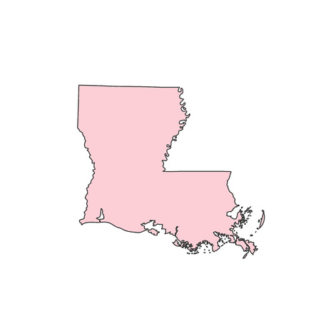 Louisiana map isolated on white background silhouette. Louisiana USA state.のイラスト素材