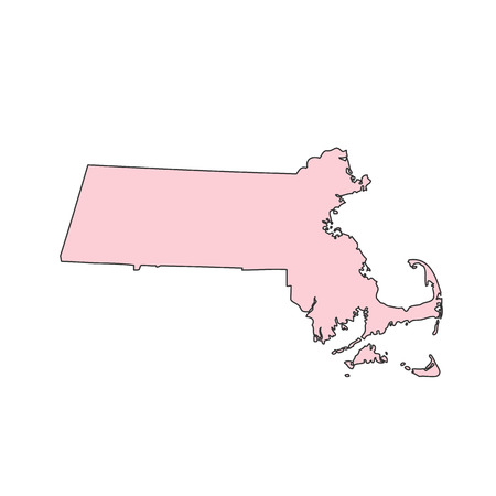 Massachusetts map isolated on white background silhouette. Massachusetts USA state.のイラスト素材