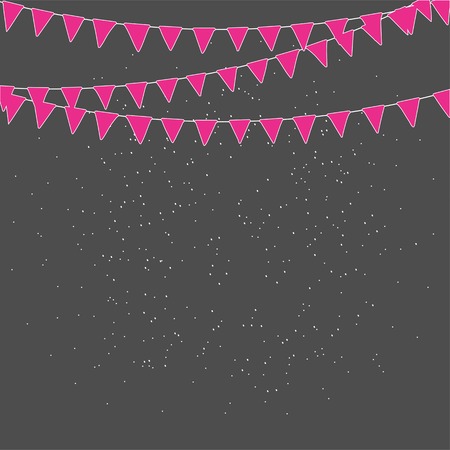 Vintage postcard with buntings garlands, flags. Hand drawn elements for your designs poster, cardのイラスト素材