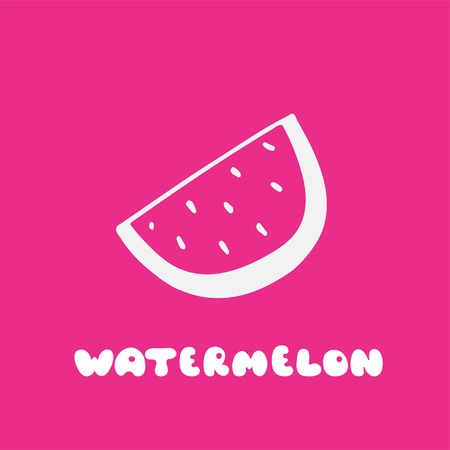 White watermelon icon on a pink backgroundのイラスト素材