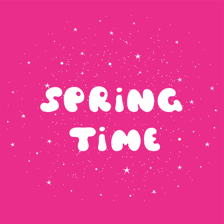 Spring time postcard on a pink background.のイラスト素材
