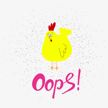 Funny cartoon chicken. Hand drawn elements for your designs dress, poster, card, t-shirt Vector illustration.のイラスト素材