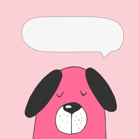 Cute dog, speech bubble, symbol of new year 2018. Hand drawn elements for your designs dress, poster, card, t-shirtのイラスト素材