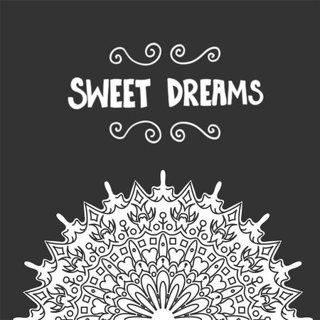 Ornament black white card with mandala. Vector illustrationのイラスト素材