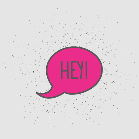 Speech bubble with word Hey. Valentine's day design element. Hand drawn element for your designs dress, poster, card, t-shirt.のイラスト素材