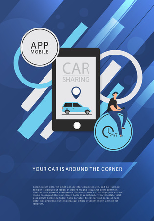 Car sharing service advertising web page template. Vector illustration.の写真素材
