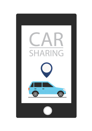 Car sharing service concept. Carsharing renting car mobile app. Vector illustration.のイラスト素材