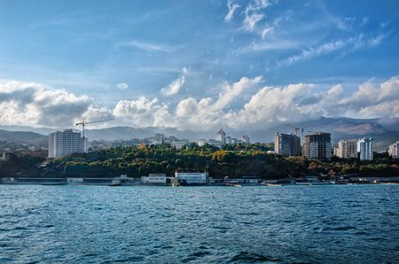 Yalta, Republic of Crimea, Russia. Cityscape, waterfront views from the sea