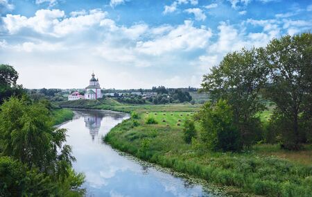 Church of Elijah the Prophet on the bank of the river Kamenka -の写真素材