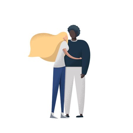 Interracial couple vector illustration. Mixed race relationship.のイラスト素材
