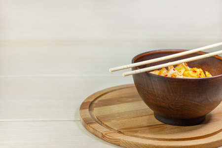 Kimchi cabbage on bowl - Korean Traditional food.の写真素材