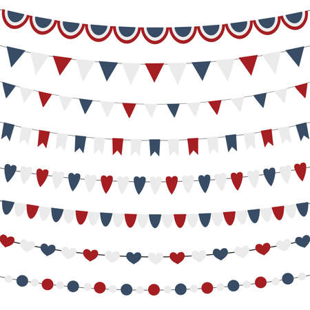 Bunting flags set for independence day isolated.のイラスト素材