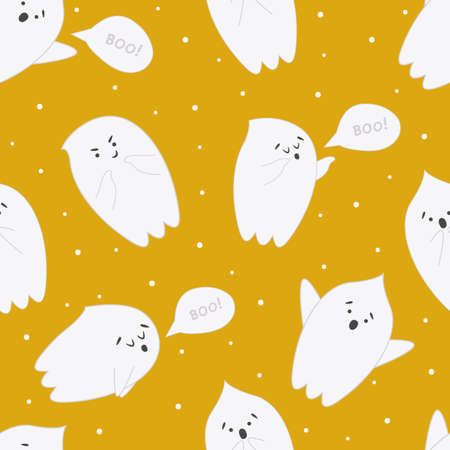 Halloween seamless pattern with ghosts.のイラスト素材