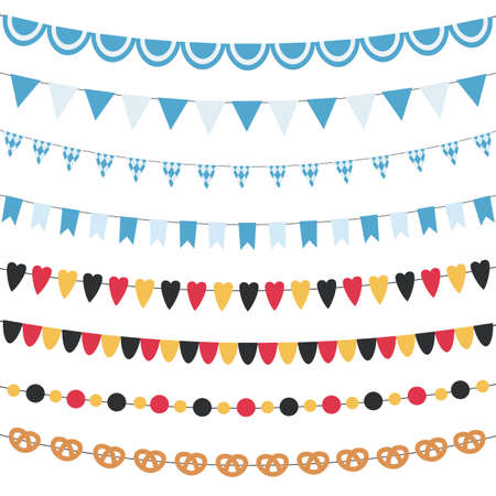 Oktoberfest set of flags, bunting or garland.のイラスト素材