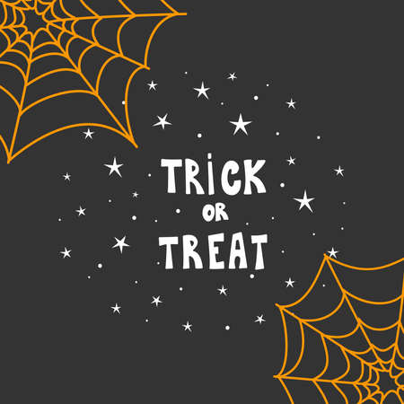Trick or treat typography with cobweb backgroundのイラスト素材