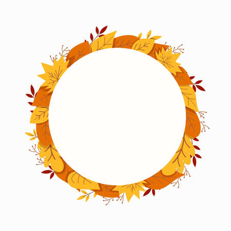 Vector wreath of autumn leaves.のイラスト素材