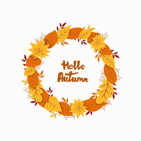 Vector wreath of autumn leaves.のイラスト素材