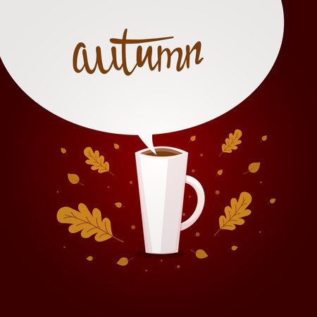 Vector cute autumn illustration with mug hot drinkのイラスト素材