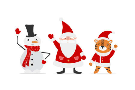 Collection of Christmas and new year characters.のイラスト素材