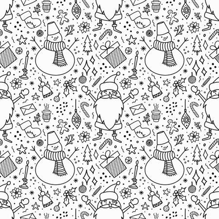Pattern with cute characters and holiday elements.のイラスト素材